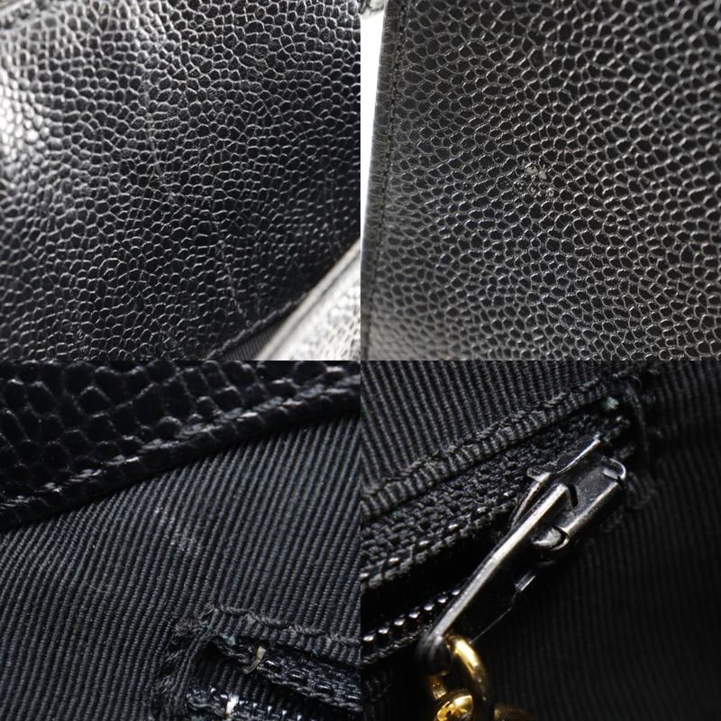 Chanel Logo Caviar Leather Black Handbag — view 9