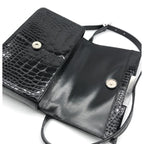 Gucci Croco Center Split Logo Shoulder Bag Black — view 7