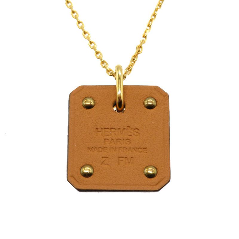 Hermes As De Coeur PM Heart Vorsift Gold Hardware Engraved Z Necklace — view 4