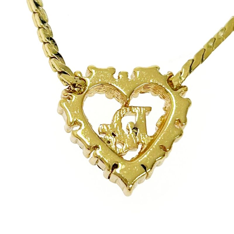 Christian Dior GP Rhinestone Logo Heart Necklace Gold — view 5