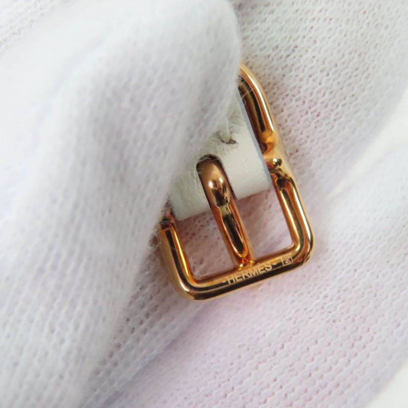 Hermes Maul Bracelet Pink Gold Hardware Leather White T2 — view 7