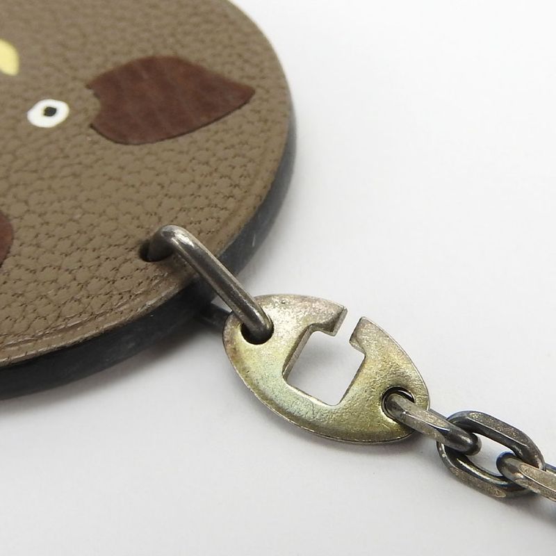 Hermes Bag Charm Leather Silver 925 Brown Wild Boar 2007 — view 3