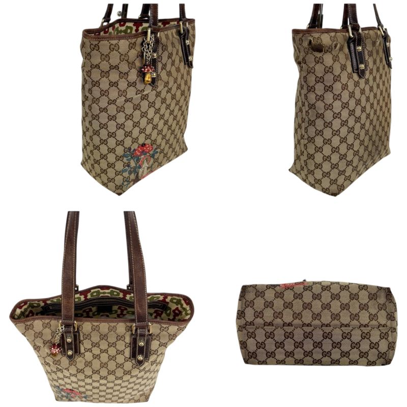 Gucci Tote Bag GG Canvas Mushroom Embroidery Charm Shoulder A4 Horsebit — view 3