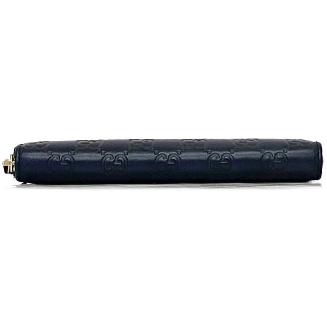 Gucci Round Zipper Long Wallet Navy Striped Line — view 3