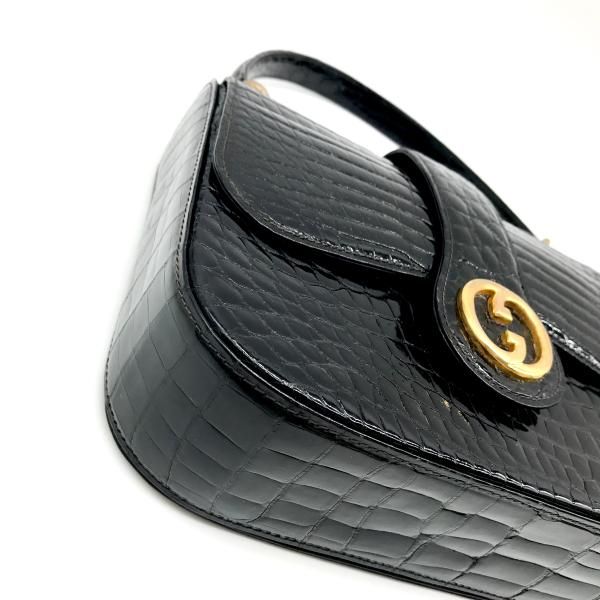 Gucci Croco Logo Push Lock Hand Bag — view 9