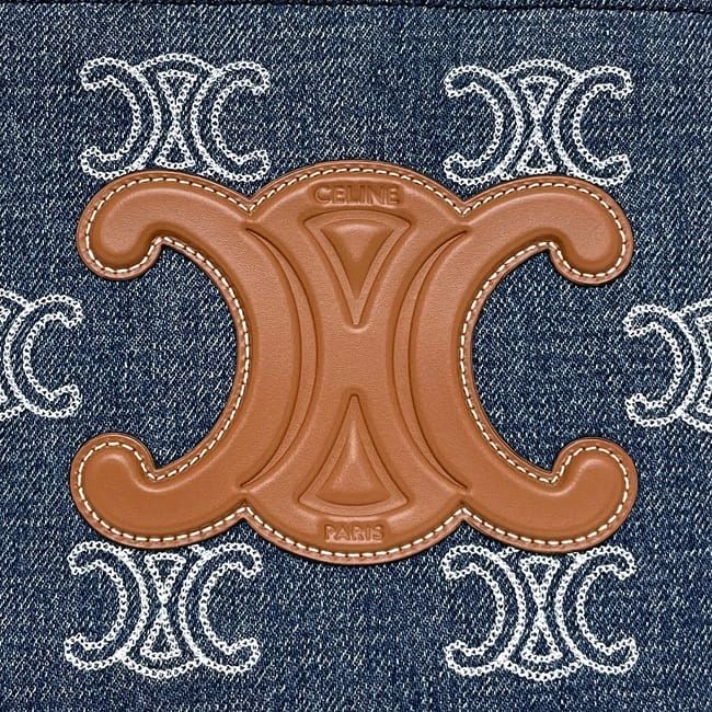 Celine 2-Way Bag Cabas Tice Blue Brown Triomphe — view 9