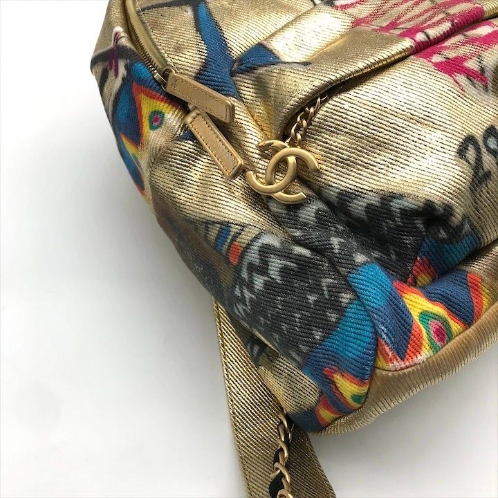 Chanel CC Logo Graffiti Paint Backpack Gold — view 5