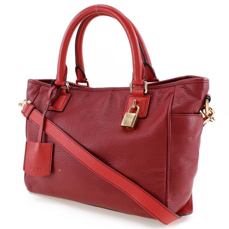 Loewe 2-Way Shoulder PIEL Vacuna Cowhide 318.32 C86 Leather Red Handbag — view 2