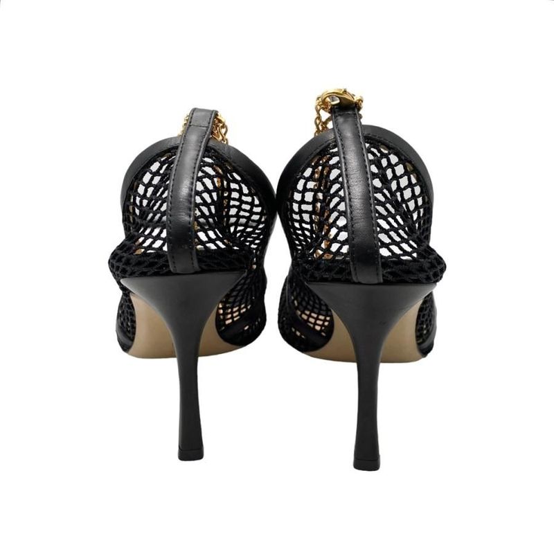 Bottega Veneta Stretch Pumps Mesh Chain High Heel 38 1 2 Nero — view 4
