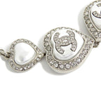 Chanel Necklace Heart Rhinestone Silver 23 B Abb614 Faux Pearl Coco — view 3