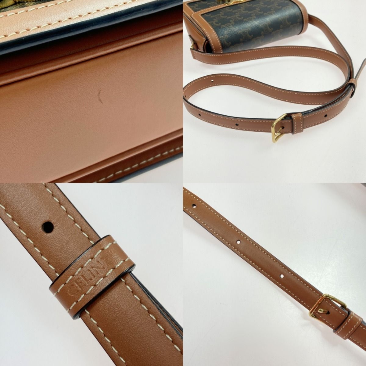 Celine Triomphe Shoulder Bag Bz4.04 lu Brown Leather — view 7