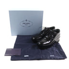 Prada Back Logo Platform Lace Up Leather Shoes Black 35.5 and Storage — view 2