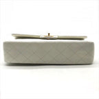 Chanel CC Logo Turnlock Lambskin Double Flap Chain Shoulder Bag White — view 3
