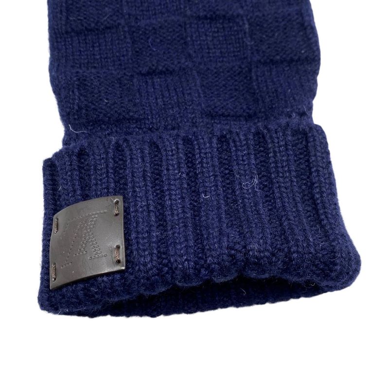 Louis Vuitton Gloves Gon Helsinki Cashmere Damier Perforated Logo — view 5