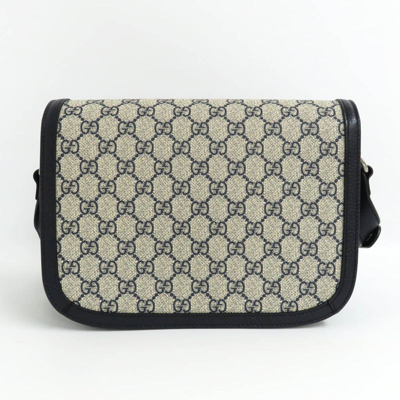 Gucci Horsebit 1955 Medium Shoulder Bag Navy GG Supreme — view 3