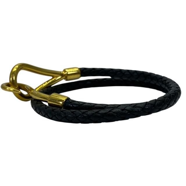 Hermes Bracelet Choker Necklace Jumbo Leather Metal Black — view 5