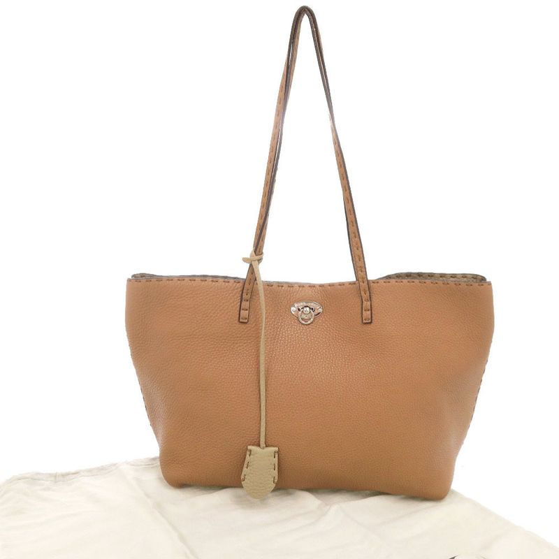 Fendi Selleria Carla Leather Brown Tote Handbag 0024 — view 2