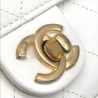 Chanel Mini Quilted Leather Chain Pearl Shoulder Bag White — view 9