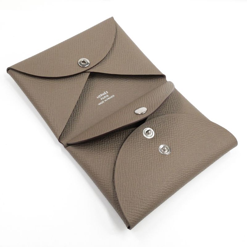 Hermes Calvi Duo Etoupe Coin Case With Epson Leather — view 6