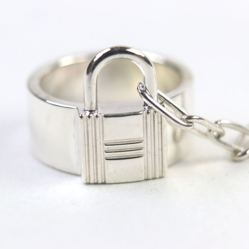 Hermes Alfa Kelly AG 925 Clochette Cadenas Double Ring Accessory Silver — view 8