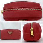 Prada Pouch Red 1 N0175 Small Bag Canvas Leather — view 3