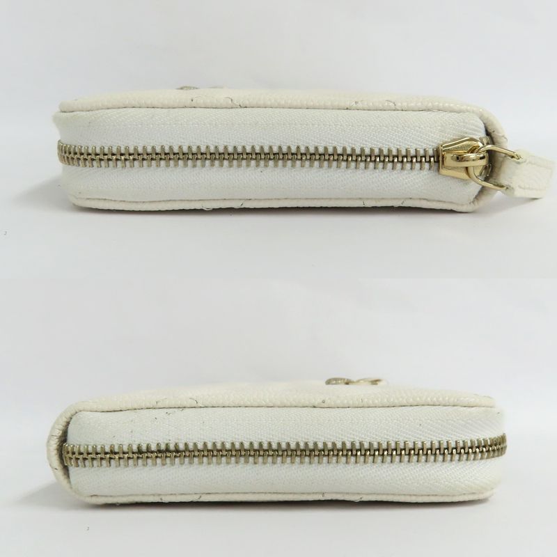 Chanel Long Zip Wallet Ap3337 Quilted Caviar Leather White Gdhardware — view 4