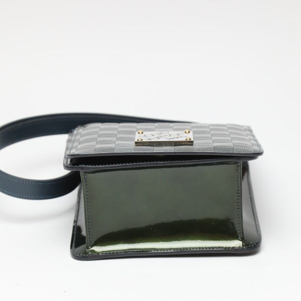 Louis Vuitton Damier Vernis Club Handbag Petrol Blue Shoulder Bag — view 4