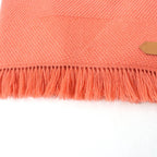 Hermes Grand Chevron 100% Cashmere Rose Blush Leather Scarf With Logo Patch — view 8