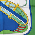 Hermes Scarf Carre 90 Green Blue White Thalass — view 5
