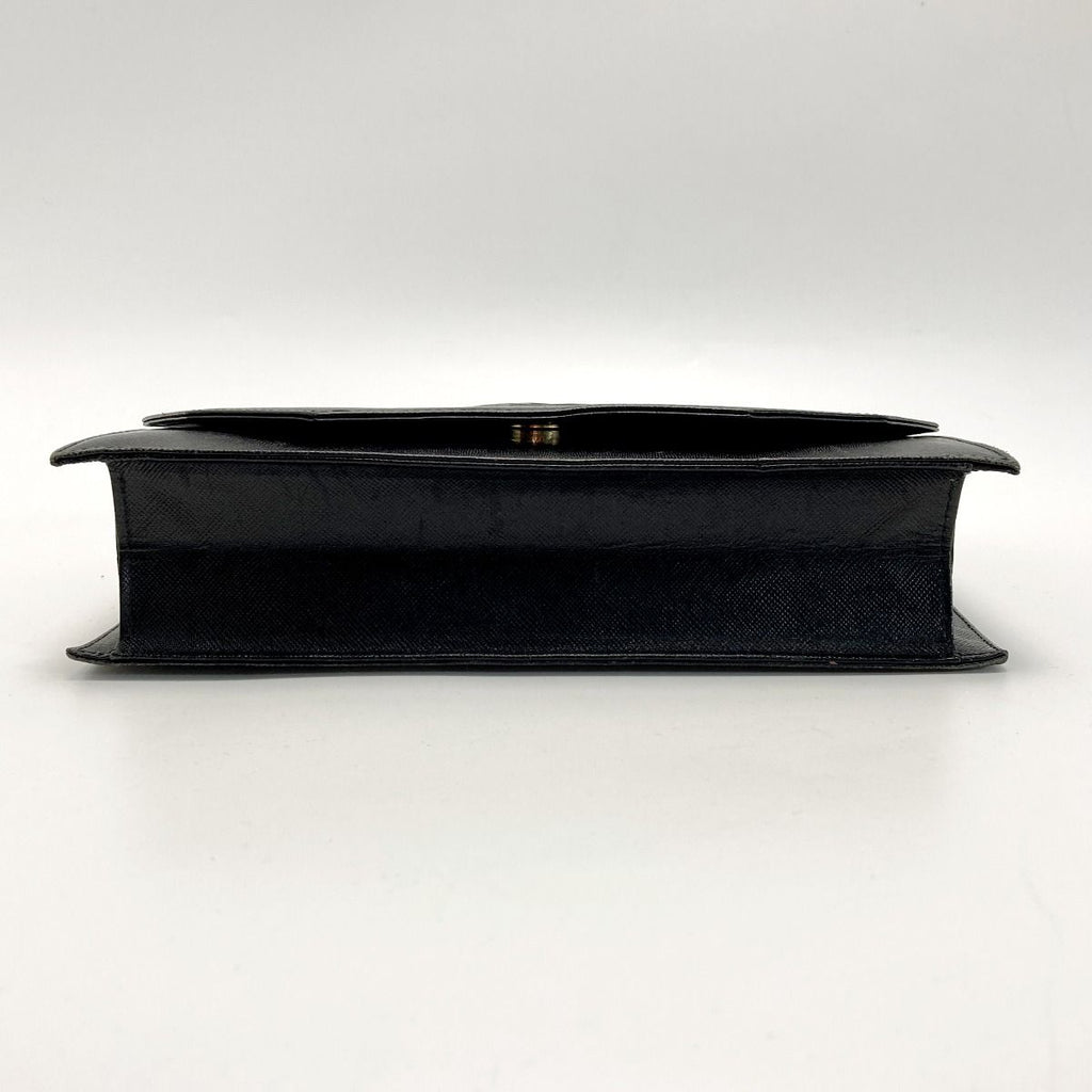 Yves Saint Laurent Logo Clutch Bag Black Leather Vintage — view 3