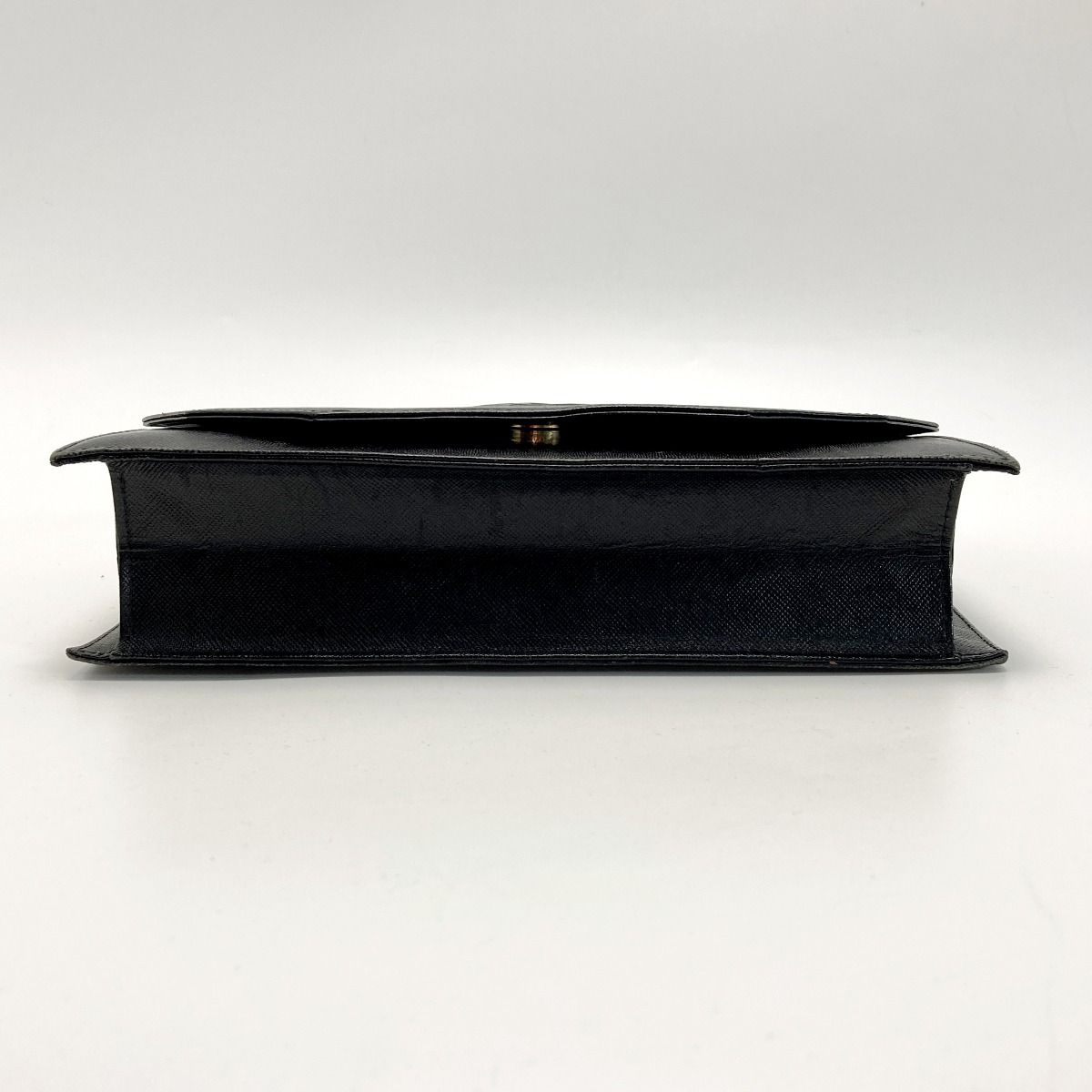 Yves Saint Laurent Logo Clutch Bag Black Leather Vintage — view 3