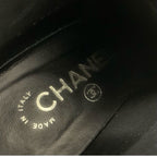 Chanel Boots Short Shoes Leather Black Booties Lace Up Coco Mark Pearl — view 9