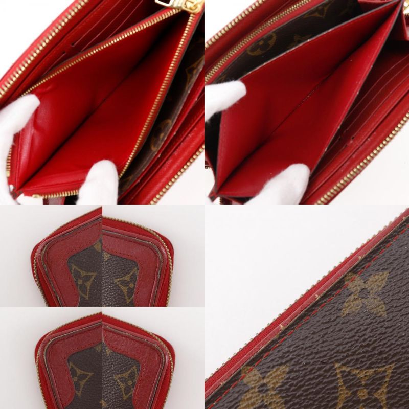 Louis Vuitton Zippy Wallet Retiro Monogram Canvas Threes Brown Red — view 7