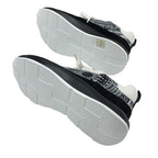 Hermes Glam Sneakers Shoes Leather Suede Black White Bandana Pattern — view 6