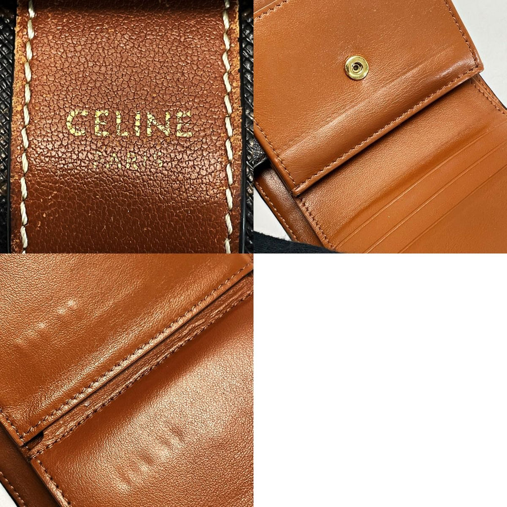 Celine Triomphe Brown Trifold Wallet Gold Hardware — view 7