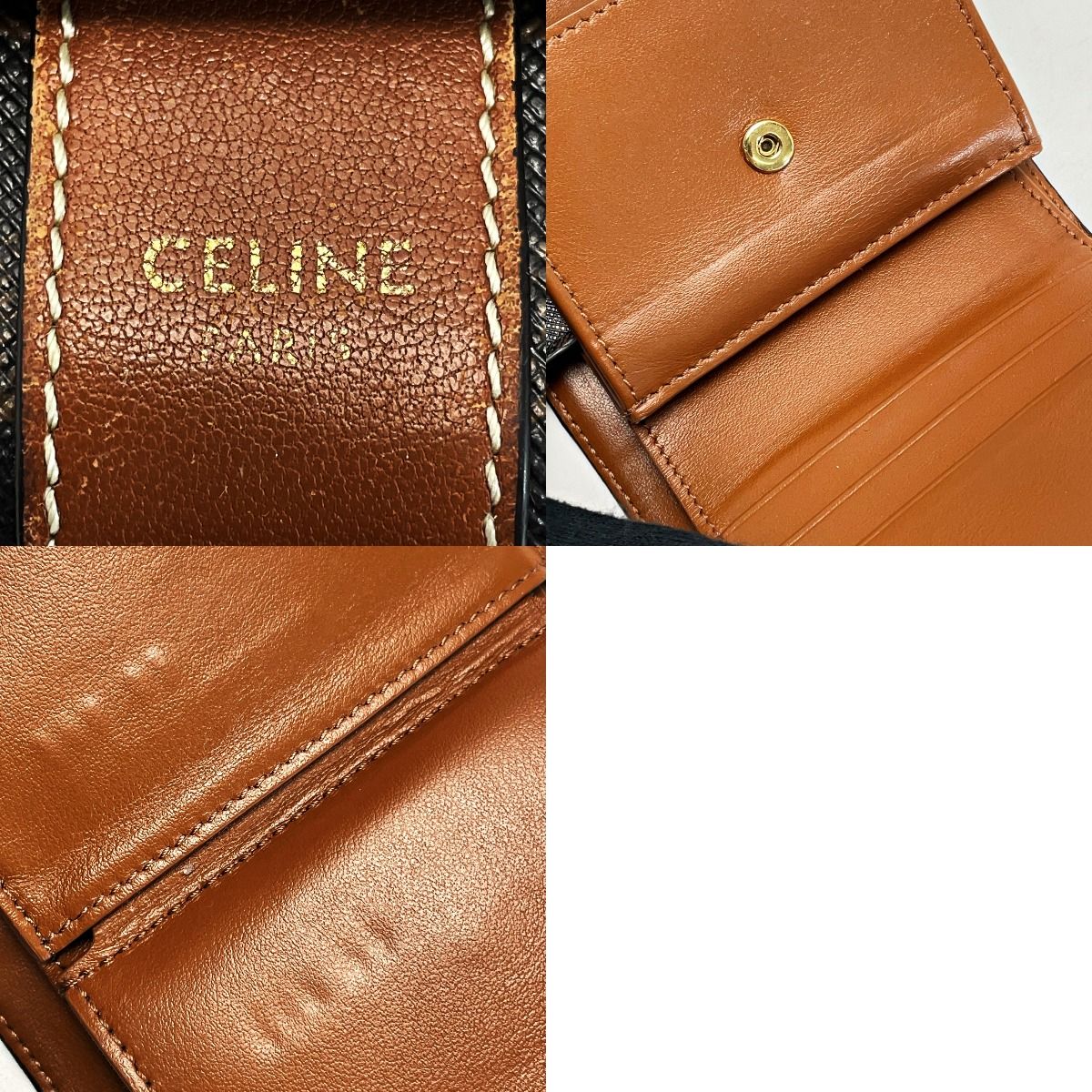 Celine Triomphe Brown Trifold Wallet Gold Hardware — view 7