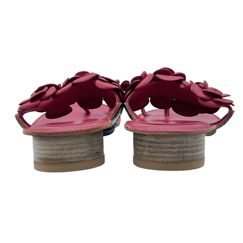 Chanel Camellia Design Sandals Red 37 — view 3