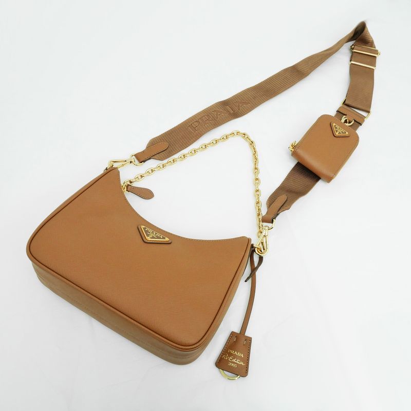 Prada Re-edition Saffiano Leather Shoulder Bag Hand 1 Bh204 Camel — view 8