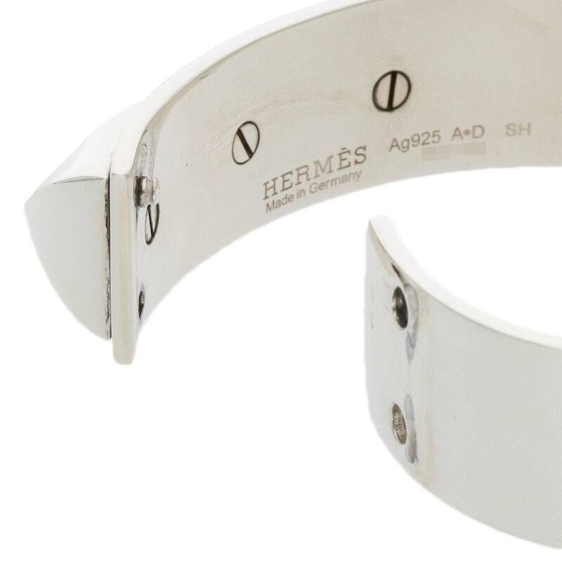 Hermes Collier De Chien MM Silver Bangle Bracelet SH — view 4