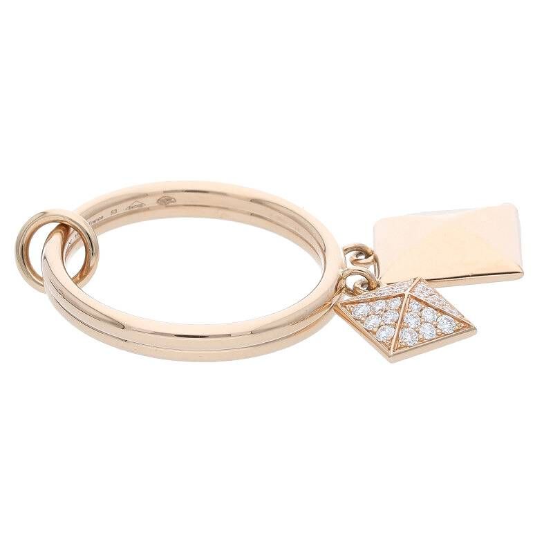 Hermes Clous de H 18K Pink Gold Diamond Tassel Ring 12.5 — view 5