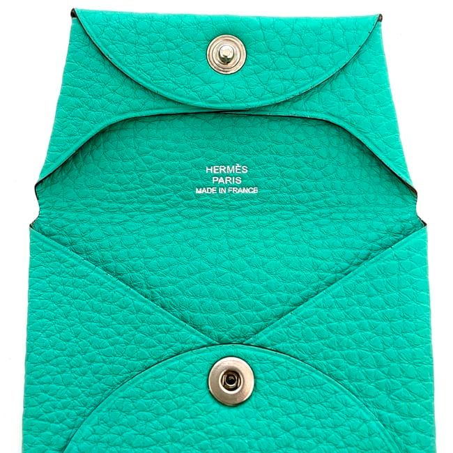 Hermes Coin Case Bastia Green Mint Purse Leather — view 8