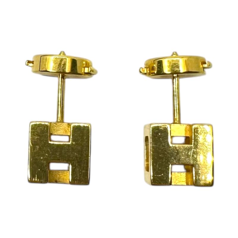 Hermes H Cube Caged Ash Earrings Gold — view 4