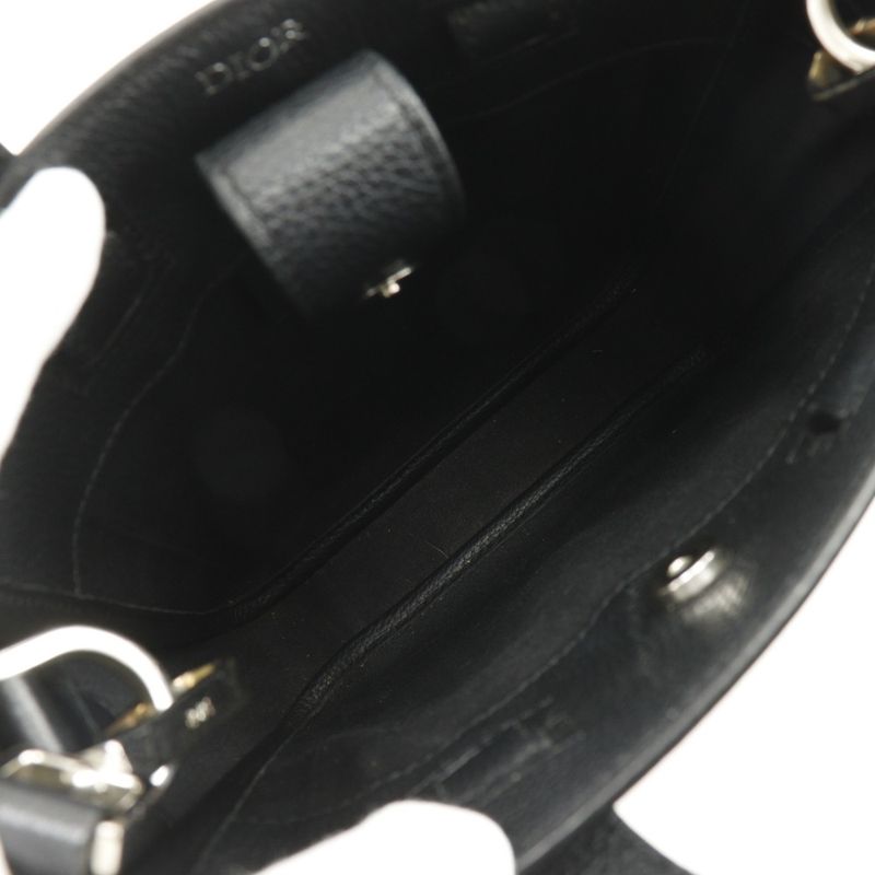 Christian Dior Saddle Mini Tote 2-Way Shoulder Bag Calf Black — view 7