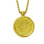Dior GP Rhinestone Emblem Round Necklace Gold — view 3
