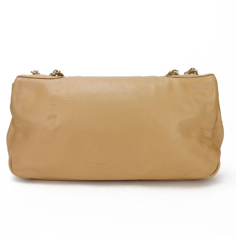 Chanel Shoulder Bag Chain Leather Beige Studded — view 2