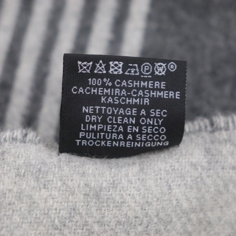 Hermes Sangre A Bucle 100% Cashmere Anthogracito Gris Cles Fringed Scarf — view 8