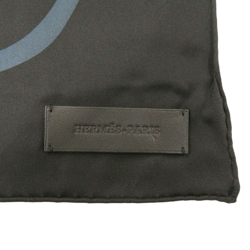 Hermes Carre 90 Silk Beaded Black Gold Leather Tag Scarf 1249 — view 2