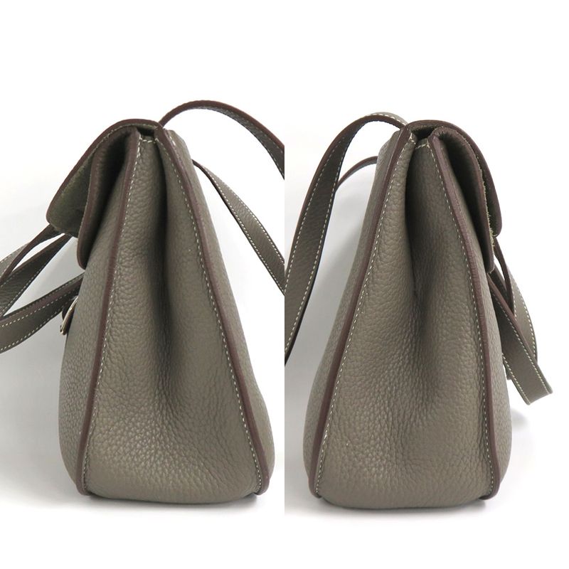 Hermes Halzan 31 Taurillon Clemence Etain Silver Hardware R 2014 Gray — view 5