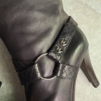 Chanel Quilted Leather Belt Boots Coco Mark Medium Length Black 37 C — view 7