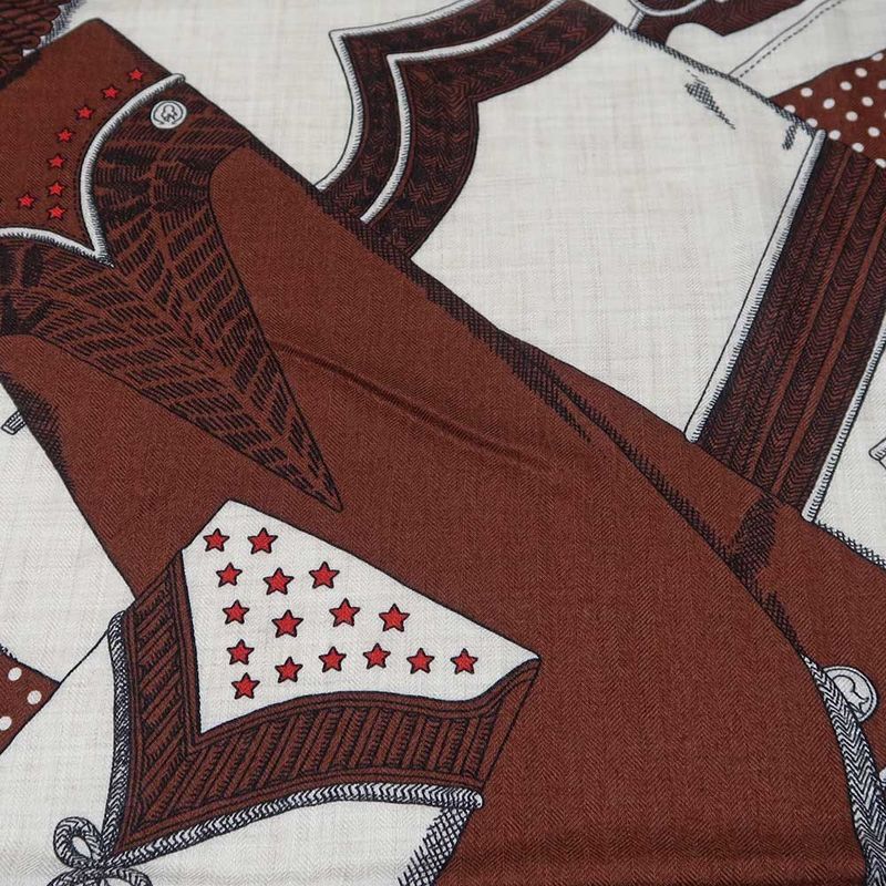 Hermes Carre 140 Scarf Zouavers ET Dragons Bandana Brown Large Shawl — view 8